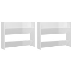 vidaXL Zapateros de pared 2 uds contrachapada blanco brillo 80x18x60cm