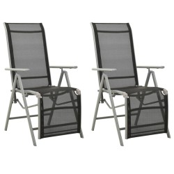 vidaXL Sillas de jardín reclinables 2 uds textileno aluminio plateado