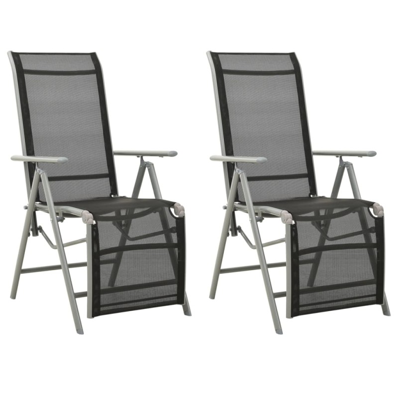 vidaXL Sillas de jardín reclinables 2 uds textileno aluminio plateado