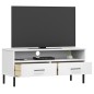 vidaXL Mueble de TV con patas de metal OSLO madera maciza pino blanco vidaXL Mueble de TV con patas de metal OSLO madera maciza pino blanco