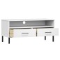 vidaXL Mueble de TV con patas de metal OSLO madera maciza pino blanco vidaXL Mueble de TV con patas de metal OSLO madera maciza pino blanco