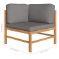 vidaXL Set de muebles de jardín 4 pzas madera de teca y cojines gris vidaXL Set de muebles de jardín 4 pzas madera de teca y cojines gris