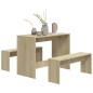 vidaXL Juego de comedor 3 piezas madera contrachapada roble Sonoma vidaXL Juego de comedor 3 piezas madera contrachapada roble Sonoma