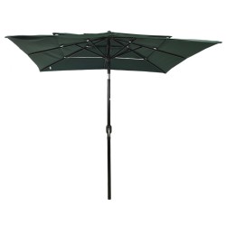 vidaXL Sombrilla de 3 niveles con poste de aluminio verde 2,5x2,5 m
