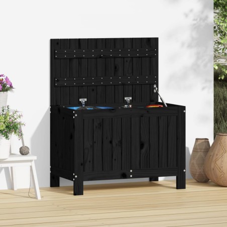 vidaXL Caja de almacenaje jardín madera de pino negro 76x42,5x54 cm
