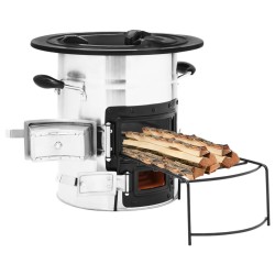 vidaXL Cocina leña camping acero inoxidable plateado 51,5x35x30,5 cm