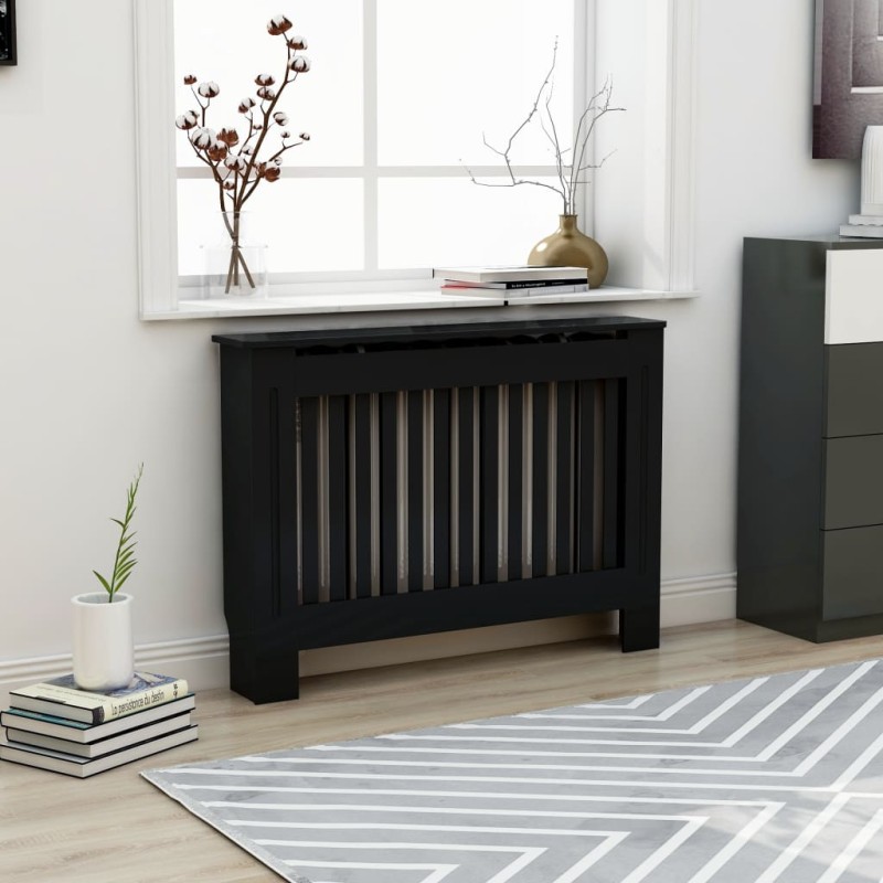 vidaXL Cubierta para radiador MDF negro 112x19x81,5 cm vidaXL Cubierta para radiador MDF negro 112x19x81,5 cm