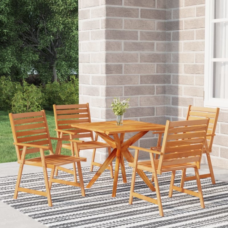 vidaXL Juego de comedor de jardín 5 piezas madera maciza de acacia vidaXL Juego de comedor de jardín 5 piezas madera maciza de acacia