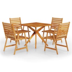 vidaXL Juego de comedor de jardín 5 piezas madera maciza de acacia