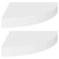 vidaXL Estante flotante de esquina 2 uds MDF blanco 25x25x3,8 cm