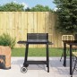 vidaXL Barbacoa de carbón con ruedas acero negro vidaXL Barbacoa de carbón con ruedas acero negro