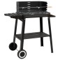 vidaXL Barbacoa de carbón con ruedas acero negro vidaXL Barbacoa de carbón con ruedas acero negro