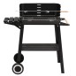 vidaXL Barbacoa de carbón con ruedas acero negro vidaXL Barbacoa de carbón con ruedas acero negro