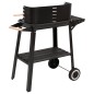 vidaXL Barbacoa de carbón con ruedas acero negro vidaXL Barbacoa de carbón con ruedas acero negro