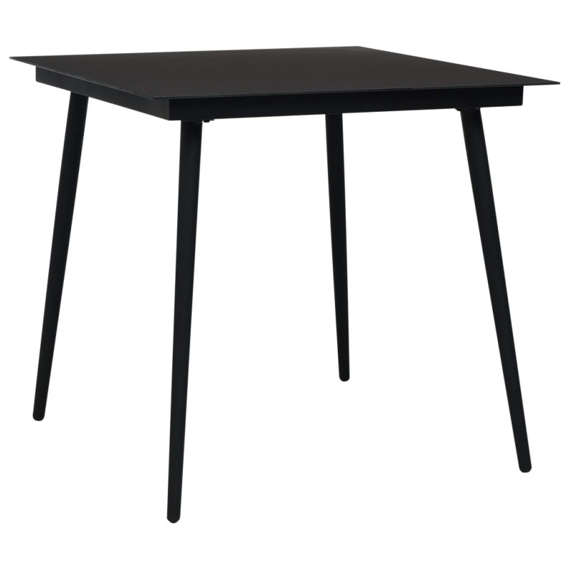 vidaXL Mesa de comedor de jardín acero y vidrio negra 80x80x74 cm vidaXL Mesa de comedor de jardín acero y vidrio negra 80x80x74 cm