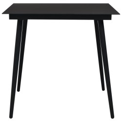 vidaXL Mesa de comedor de jardín acero y vidrio negra 80x80x74 cm 