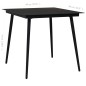 vidaXL Mesa de comedor de jardín acero y vidrio negra 80x80x74 cm vidaXL Mesa de comedor de jardín acero y vidrio negra 80x80x74 cm
