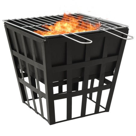vidaXL Brasero y barbacoa 2 en 1 de acero 34x34x48 cm