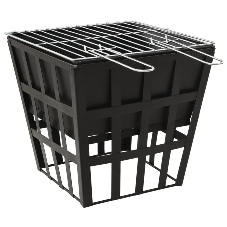 vidaXL Brasero y barbacoa 2 en 1 de acero 34x34x48 cm