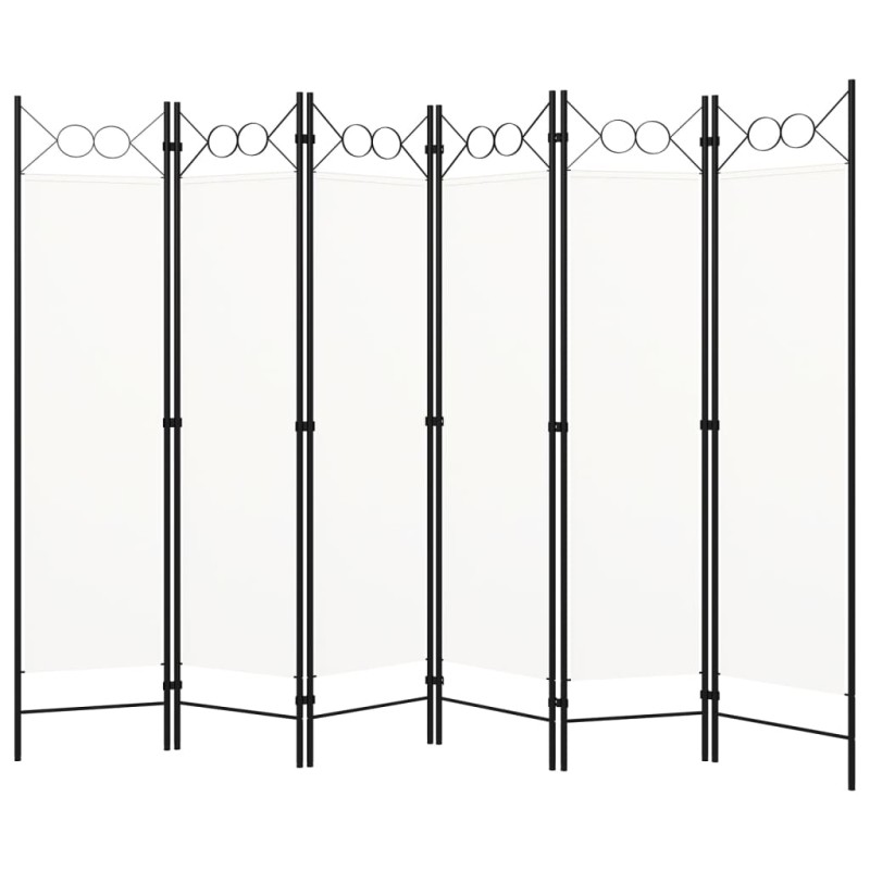 vidaXL Biombo divisor de 6 paneles blanco crema 240x180 cm vidaXL Biombo divisor de 6 paneles blanco crema 240x180 cm