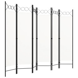vidaXL Biombo divisor de 6 paneles blanco crema 240x180 cm