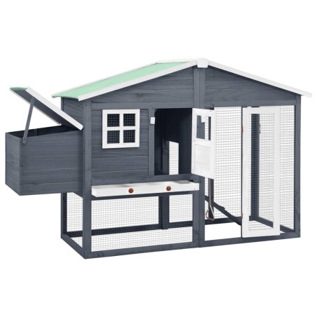 vidaXL Gallinero con ponedero madera maciza abeto gris y blanco
