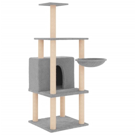 vidaXL Rascador para gatos con postes de sisal gris claro 132 cm