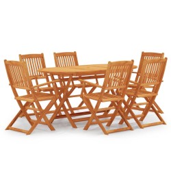 vidaXL Set de comedor de jardín plegable 7 pzas madera eucalipto