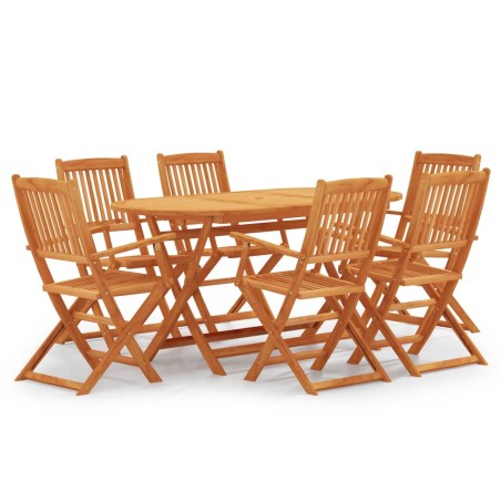 vidaXL Set de comedor de jardín plegable 7 pzas madera eucalipto