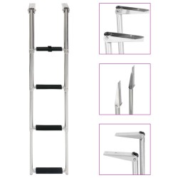 vidaXL Escalera de embarque plegable 4 peldaños acero inoxidable