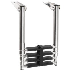 vidaXL Escalera de embarque plegable 4 peldaños acero inoxidable
