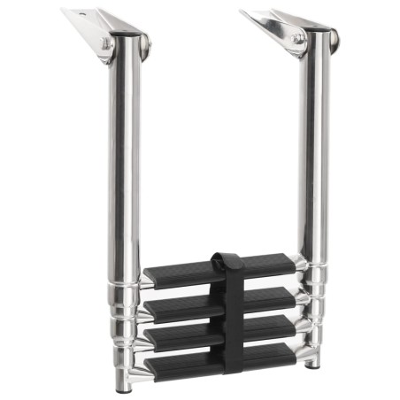 vidaXL Escalera de embarque plegable 4 peldaños acero inoxidable