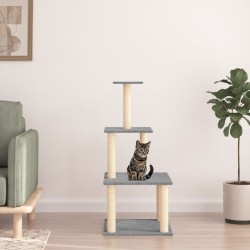 vidaXL Rascador para gatos con postes de sisal gris claro 111 cm