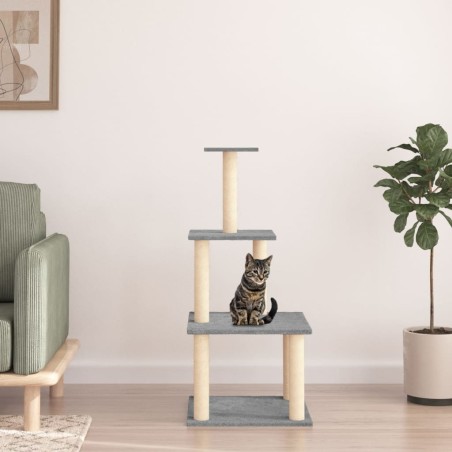 vidaXL Rascador para gatos con postes de sisal gris claro 111 cm