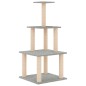 vidaXL Rascador para gatos con postes de sisal gris claro 111 cm vidaXL Rascador para gatos con postes de sisal gris claro 111 cm