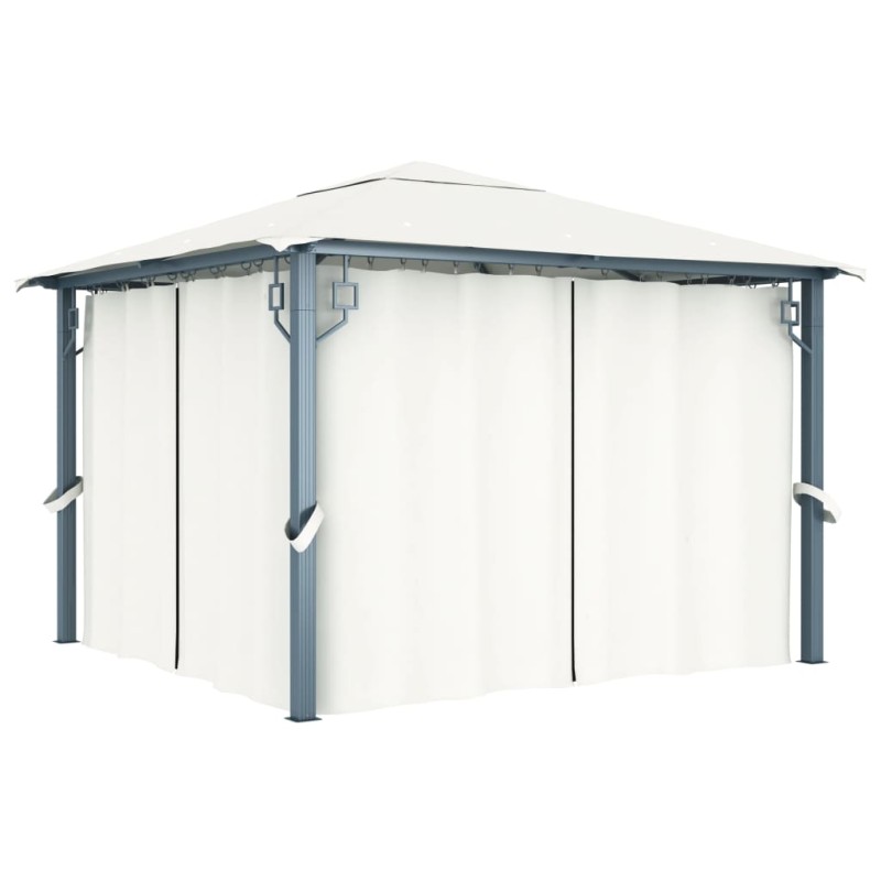 vidaXL Cenador con cortina color crema aluminio 300x300 cm vidaXL Cenador con cortina color crema aluminio 300x300 cm