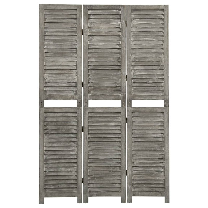 vidaXL Biombo de 3 paneles de madera maciza gris 106,5x166 cm vidaXL Biombo de 3 paneles de madera maciza gris 106,5x166 cm