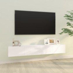 vidaXL Mueble TV pared 2 uds madera contrachapada blanco 100x30x30 cm