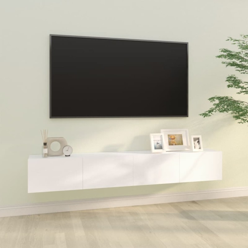vidaXL Mueble TV pared 2 uds madera contrachapada blanco 100x30x30 cm vidaXL Mueble TV pared 2 uds madera contrachapada blanco 100x30x30 cm