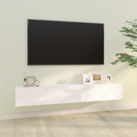 vidaXL Mueble TV pared 2 uds madera contrachapada blanco 100x30x30 cm
