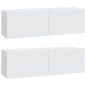 vidaXL Mueble TV pared 2 uds madera contrachapada blanco 100x30x30 cm vidaXL Mueble TV pared 2 uds madera contrachapada blanco 100x30x30 cm