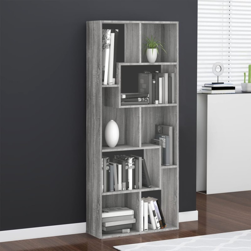 vidaXL Estantería de madera contrachapada gris Sonoma 67x24x161 cm vidaXL Estantería de madera contrachapada gris Sonoma 67x24x161 cm
