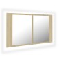 vidaXL Armario espejo de baño LED acrílico roble Sonoma 80x12x45 cm vidaXL Armario espejo de baño LED acrílico roble Sonoma 80x12x45 cm