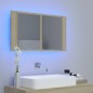 vidaXL Armario espejo de baño LED acrílico roble Sonoma 80x12x45 cm vidaXL Armario espejo de baño LED acrílico roble Sonoma 80x12x45 cm