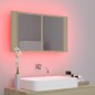 vidaXL Armario espejo de baño LED acrílico roble Sonoma 80x12x45 cm vidaXL Armario espejo de baño LED acrílico roble Sonoma 80x12x45 cm