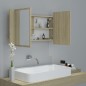 vidaXL Armario espejo de baño LED acrílico roble Sonoma 80x12x45 cm vidaXL Armario espejo de baño LED acrílico roble Sonoma 80x12x45 cm