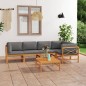 vidaXL Set de muebles de jardín 6 pzas madera de teca y cojines gris vidaXL Set de muebles de jardín 6 pzas madera de teca y cojines gris