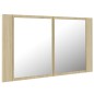 vidaXL Armario espejo de baño LED acrílico roble Sonoma 80x12x45 cm vidaXL Armario espejo de baño LED acrílico roble Sonoma 80x12x45 cm