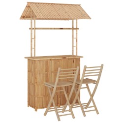 vidaXL Juego de bar de 3 piezas de bambú