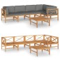 vidaXL Set de muebles de jardín 6 pzas madera de teca y cojines gris vidaXL Set de muebles de jardín 6 pzas madera de teca y cojines gris